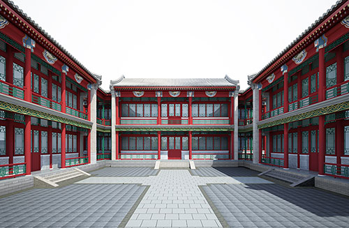 常德北京四合院设计古建筑鸟瞰图展示